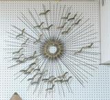 Lot 571:  C JERE style Sunburst & Birds Metal Wall Sculpture. Nail details to center. Not signed.: Dimensions:  H: 43 inches: W: 43 inches --- 