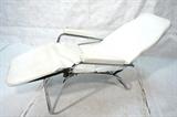 Lot 325:  LAMA White Vinyl Reclining Lounge Chair.  Chrome Frame.  Made in France.  : Dimensions:  H: 42 inches: W: 26.5 inches: D: 42 inches --- 