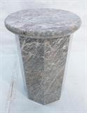 Lot 575:  Octagonal Marble Pedestal with thick round top: Dimensions:  H: 28.5 inches: W: 20 inches: D: 20 inches --- 