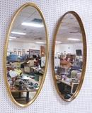 Lot 580:  Lot 2 Decorator Gold Wall Mirrors. Both Oval. : Dimensions:  H: 50 inches: W: 22 inches --- 