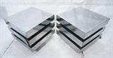 Lot 617:  Pr PAUL EVANS style Cityscape Stacked End Tables. Cube Square Tables. Chrome & Black finish. : Dimensions:  H: 18.5 inches: W: 21 inches --- 