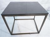 Lot 618:  RALPH LAUREN Black Granite Top Occasional Table. Bronzed metal square frame base. Side Table. Brass label: Dimensions:  H: 26 inches: W: 30 inches: D: 24 inches --- 