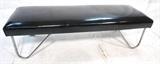 Lot 632:  Black Vinyl Bench on Tubular Chrome Legs Frame. Hairpin form legs. : Dimensions:  H: 21 inches: W: 72 inches: D: 26 inches --- 