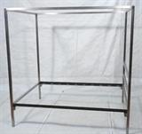Lot 640:  Stainless Steel Poster Bed Frame. Square Steel Tubes. Stainless rails and supports: Dimensions:  H: 80 inches: W: 61 inches --- 
