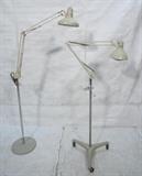 Lot 682:  2pc LUXO Adjustable Floor Lamps. Chrome rods with hinged arms. Marked : Dimensions:  H: 64 inches --- 