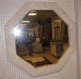 Lot 707:  Decorator Octagon Wall Mirror. Faux travertine 4" wide frame. : Dimensions:  H: 37.5 inches --- 