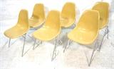Lot 714:  6 Eames Molded Fiberglass Chairs with Silver Painted Bases. : Dimensions:  H: 31 inches: W: 18 inches: D: 22 inches --- 