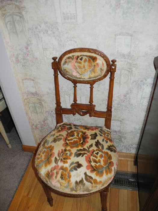 Beautiful antique velvet print chair