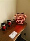 Red dog neon & 2 red dog mugs