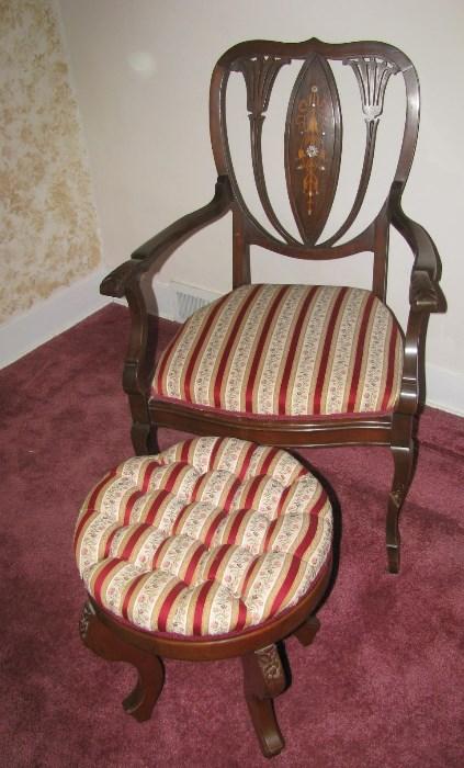 Inlay chair with ottoman