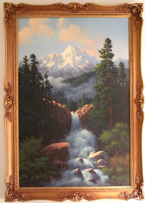 Ronald D. Enright, Cleveland, Texas/Wisconsin Artist (1921-1983) 3" Gilt Wood Framed Oil on Canvas 24"W x  36"H  