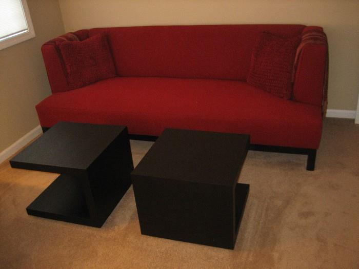 SOFA SOLD The 2 small coffee tables $95 each. 19 1/2" x 19 12" x 16 1/2"  