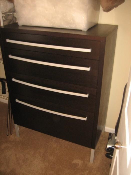 Dania Furniture. Dark Cappuccino Chest of Drawers.  35 1/2" x 19" x 47".  $395.  Has matching Queen Headboard & Footboard, Dresser and 2 Nightstands.  Please look for those pictures.