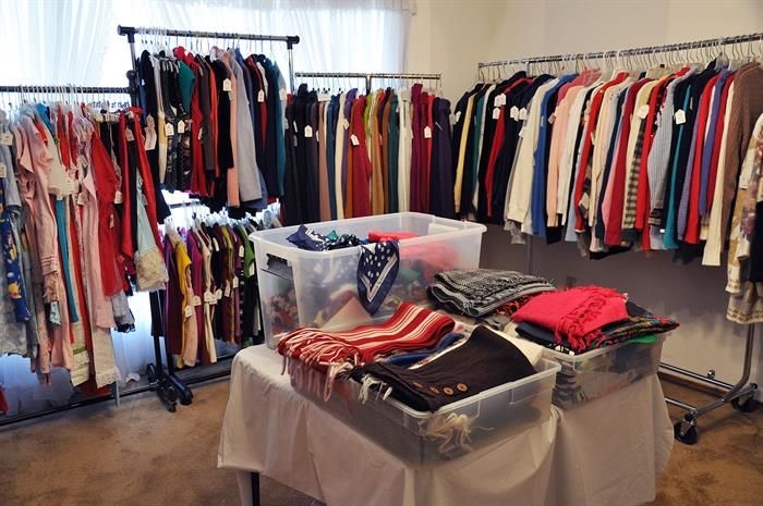 Our clothing room is well organized for you to easily browse the many new items.