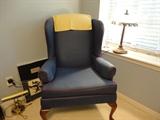 One of two wing back chairs