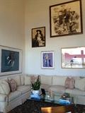 Living room sofas & original art