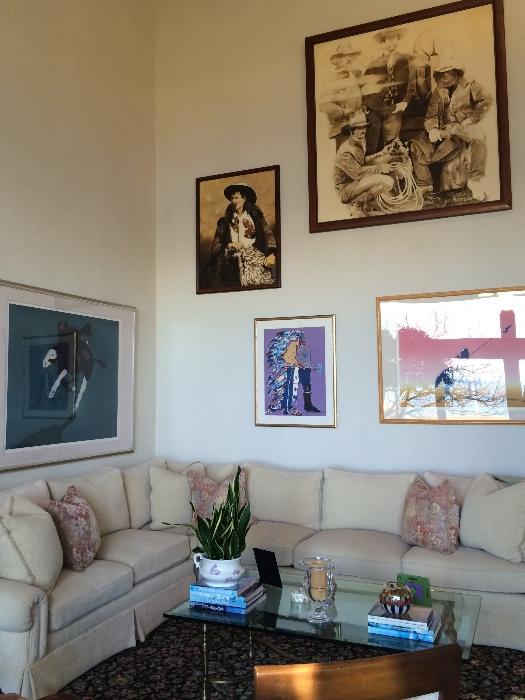 Living room sofas & original art