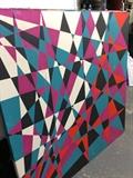 Alan Dickstein c. 1970's modernist op-art 4 huge square panels