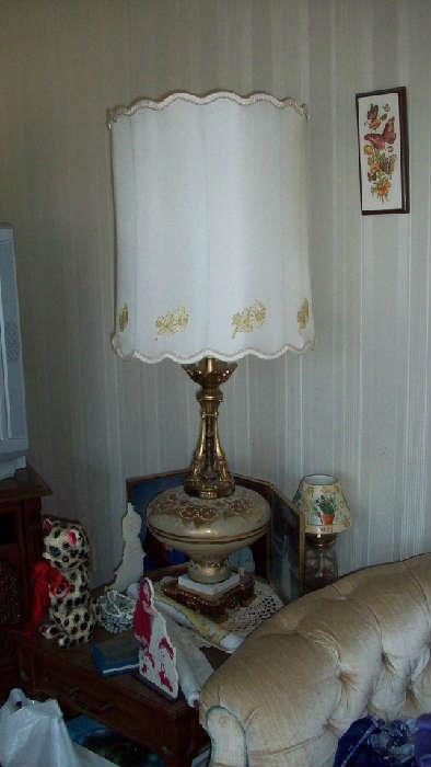 Pair of large ornate lamps