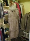 2 full closets of pants, blouses, sweaters, jackets including fur, dresses, suits, shoes, purses, costumes and vintage items