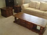 Wood coffee table and 2 matching end tables