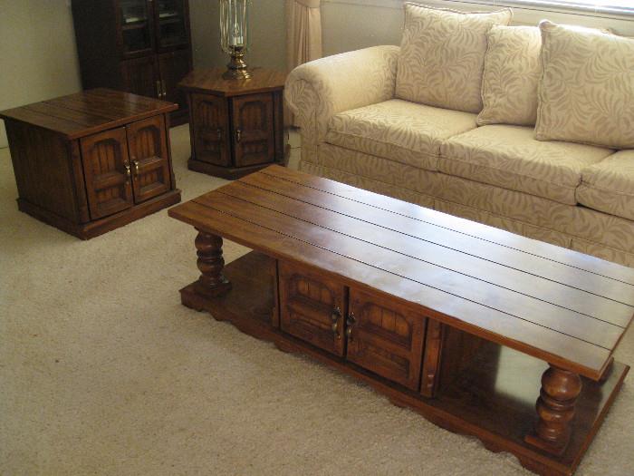 Wood coffee table and 2 matching end tables