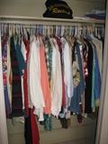 2 full closets of L/XL (14-18) pants, blouses, sweaters, jackets including fur, dresses, suits, shoes, purses, costumes and vintage items