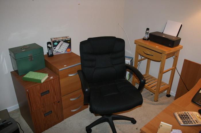 File cabinets, office chair