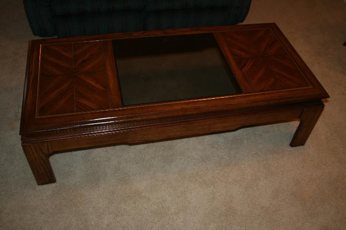 Mid century glass top coffee table
