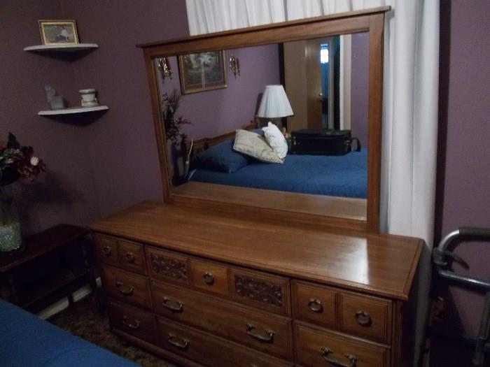 Wooden Dresser with Mirror