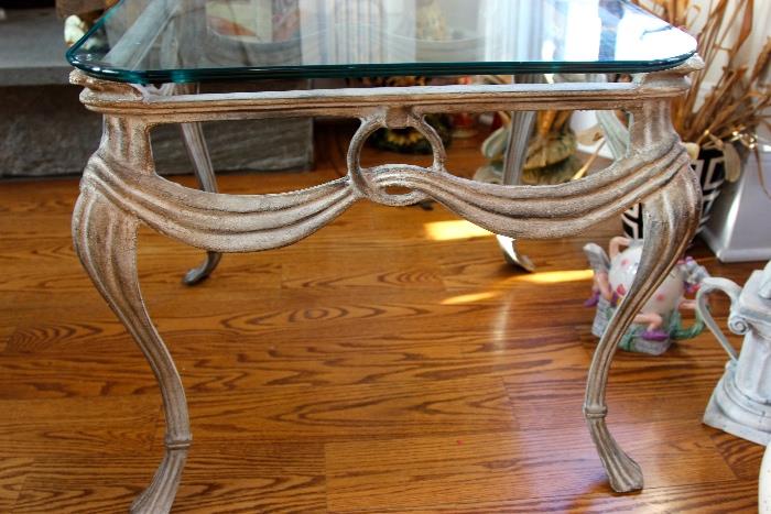 Iron and glass end tables