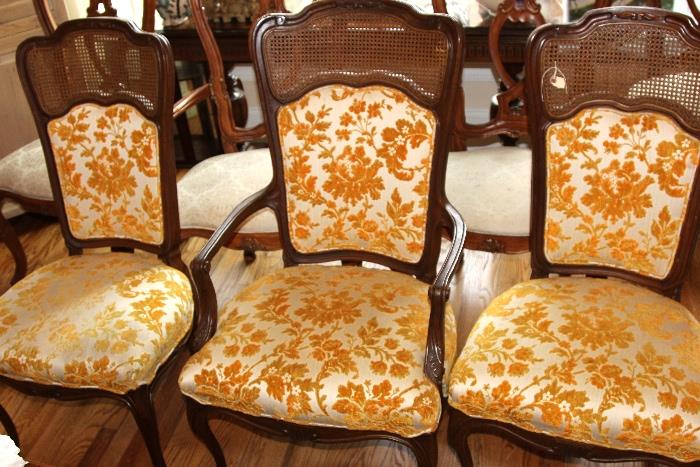caned back antique dining chairs