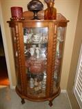 Oak curio & pretty glass