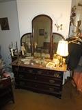GORGEOUS MARBLE TOP DRESSER WITH THREE PART MIRROR