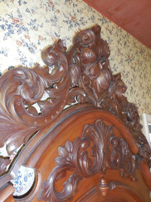 Victorian Bed with fruit carvings