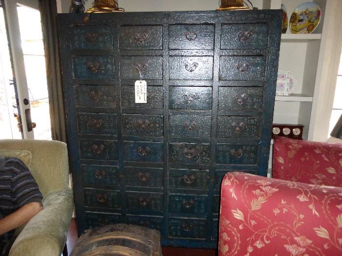 Chinese Style Green Multi-drawer chest 