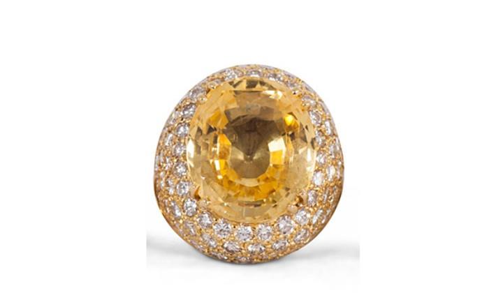 Diamond, Gold, & Yellow Sapphire Ring