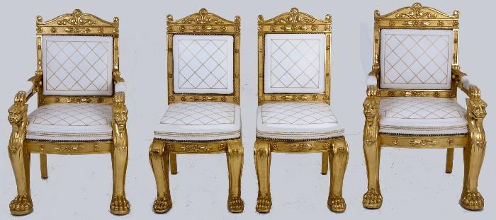 Empire Gilt Wood Dining Chairs