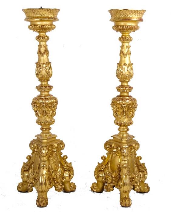 Italian Gilt Carved Torchieres