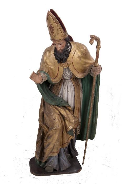 Carved Polychrome Pope Figure