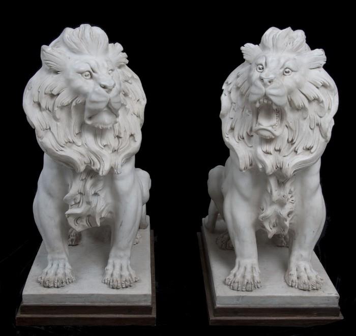 Carved Marble Lions
