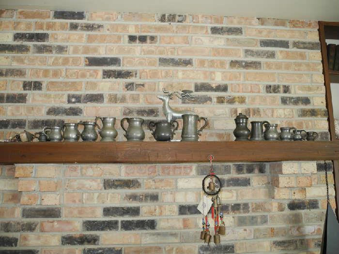 Great collection of antique pewter tankards