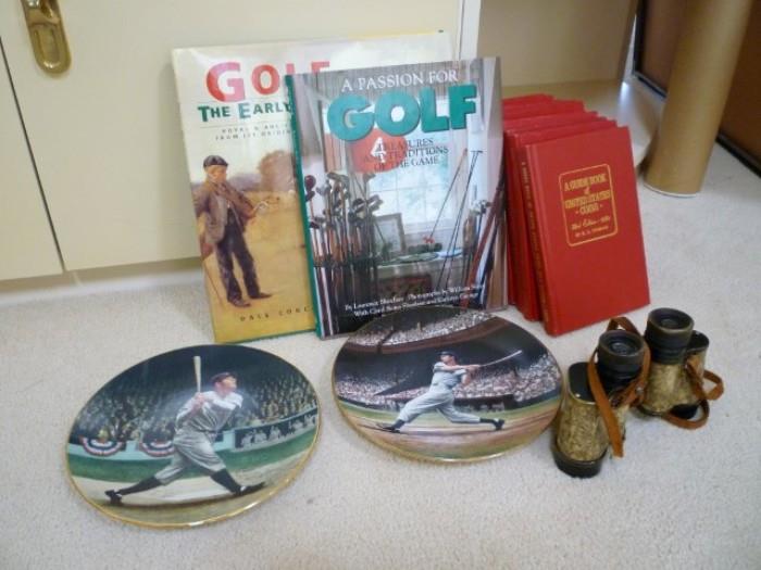 Commemorative Sports Plates, Binoculars, Golf and Books