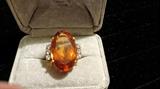 14k Citrine and diamond ring - approx 5 1/2