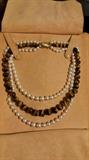 vintage 18k Bulgari -Pearl and Tiger eye necklace - approx. 20" shortest strand