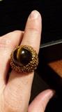 18k Tiger eye domed ring