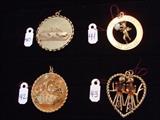 Vintage 14k large pendant/charms with jewels - all 1 3/8" to 1 5/8" dia.