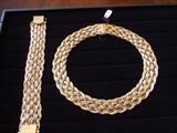 18k Bucherer set - approx 18" necklace / 7 1/4" bracelet
