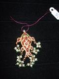 Cabochon diamond/ ruby / enamel fish pendant - India