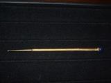 18k Crochet Hook w/ lapis - 5 1/4" long